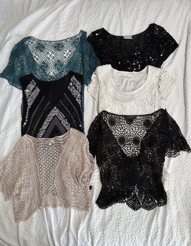 Crochet sequin bolero - , top
